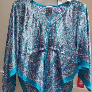 Vintage Poncho Top Blouse made in India, Boho Hippie 1970s.....